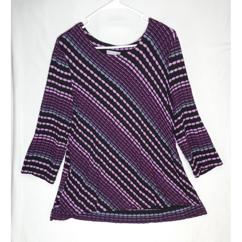 Habitat Tunic Women‎ M Long Sleeve Rayon Blend Striped Stretch Lagenlook